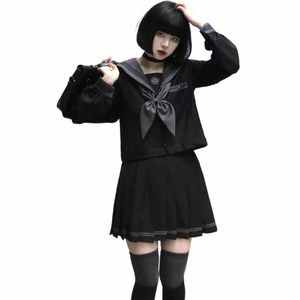 Japanse en Koreaanse matrozenuniformen orthodoxe jk uniformen donker slecht meisje midden kleding herfst en winter schooloutfits vrouwen 99EP #