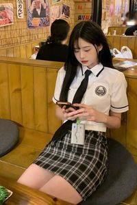 Japanse En Koreaanse Stijl College School Kostuum Pak Hoge Taille Heup Wikkelrok Meisje Jk Uniform Dagelijks Tweedelige Set 240315