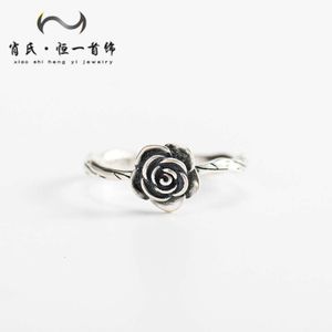 Bague en argent sterling S925 de stylistes de Style japonais et coréen, ouverture pour filles, bracelet personnalisé Simple doigt Huantai Rose XR5J