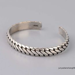 Style japonais et coréen hip hop personnalisé motif de pneu sculpté Bracelet femmes simple marque de mode Thai argent bijoux à main ouverte
