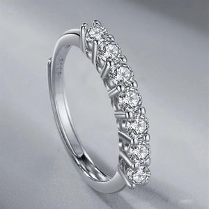 Style japonais et coréen S925 Silver Moissanite Row of Diamonds Ring Femme Simple personnalisé Sweet Noble Bijoux Femme Gift225V