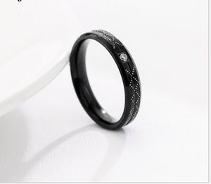 Japanse en Koreaanse stijl trendsetter zwarte diamant ring nieuwe eenvoudige zwarte diamant titanium stalen ring