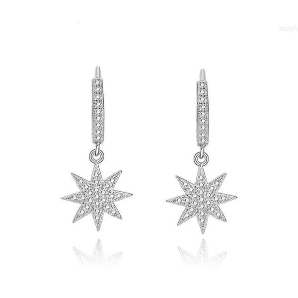 Temperamento japonés y coreano Stud de arroz corto hembra de plata pura dulce aretes de diamantes copos de nieve