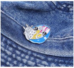 Broche en alliage d'anime japonais dessin animé chinchilla ramen ramen drôle de vêtements en denim sac mignon accessoires décoratifs