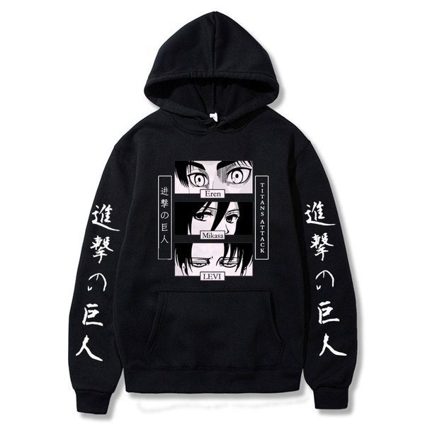 Anime japonés Attack on Titan Hoodies Hombres Shingeki No Kyojin Streetwear Titans Attack Levi Ackerman Unisex Sudaderas Hombre G220813