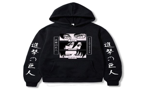 Ataque de anime japonés en sudadera titán Hombres shingeki no kyojin streetwear titans Attack Levi Ackerman Unisex Sweatshirts Male G220847144944