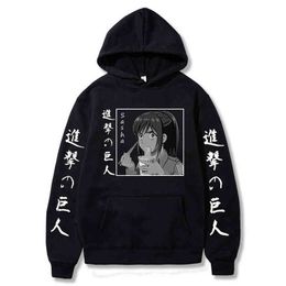 Anime japonais attaque sur Titan Sasha Braus Hoodies Kawaii nouilles tirées à la main imprimé à manches longues Streetwear Harajuku Sweatshirts H1206