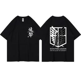 Attaque d'anime japonais sur Titan T-shirt Mens and Womens Summer Fashion Top Free Livrot Imprime plus Édition Vêtements 240513