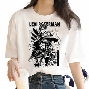 Japonés Anime Attack Titan Impresión gráfica Harajuku Camiseta Casual Fi Manga corta Talla grande Camiseta Mujer v41m #