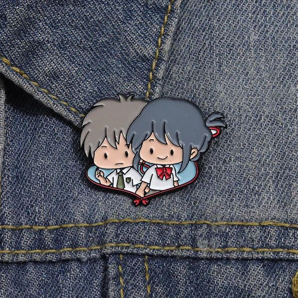 Épingles en émail en émail mignon de dessin animé japonais mignon broches badges de revers de badge de décoration de badge sac à dos cadeau pour le couple amant