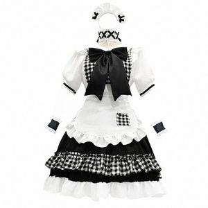 Costumes de demoiselle d'honneur Cosplay, dessin animé japonais, tenues de demoiselle d'honneur à carreaux, gothique, Lolita, jeu de rôle de fête, Princ Dr Sweet Waitr Dr q742 #