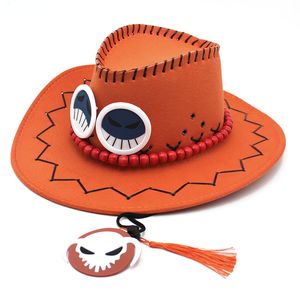 Chapeau de cowboy Orange une pièce, Style dessin animé japonais, chapeau de soleil, chapeaux de Cosplay pour hommes et femmes