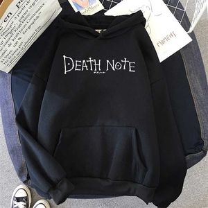 Japanse anime Death Note Hoodie Mannen Fleece Sweatshirt Sudadera Ryuk SHINIGAMI Hooded Harajuku Kawaii Sportkleding Manga Hoodies 211231