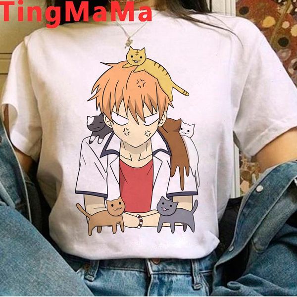 Camiseta de cesta de frutas de Anime japonés para mujer, camisetas de verano Kawaii, camisetas gráficas de dibujos animados, camiseta Grunge Unisex Harajuku para mujer