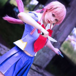 Anime japonés Future Diary Gasai Yuno Mirai Nikki uniforme escolar vestido de marinero traje de Cosplay Wigcosplay