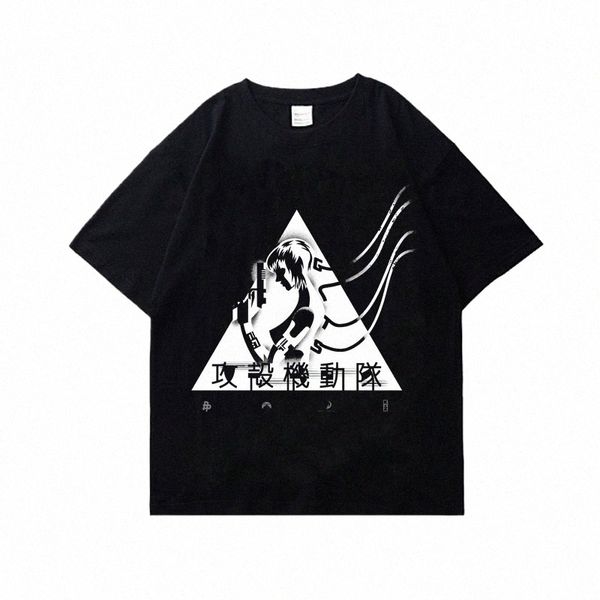 Japonais Anime Ghost in The Shell Graphique Impression T-shirt Vintage Harajuku Manches Courtes Grande Taille Cott T-shirt Femmes Hommes Y9KP #