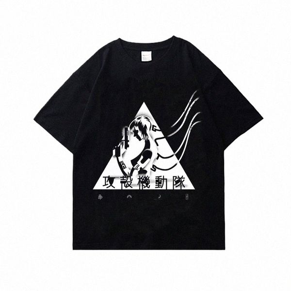 Anime japonais fantôme dans la coque à imprimé graphique T-shirt vintage harajuku à manches courtes plus taille cott t-shirt femmes hommes h2vf #