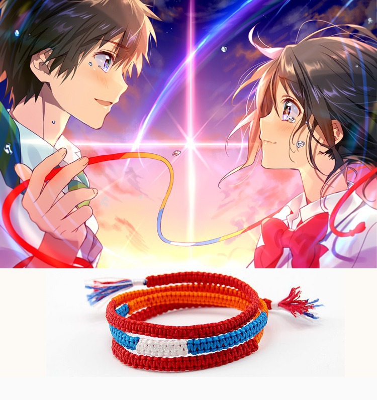 Anime japonês Kimi não Naua seu nome Mitsuha Miyamizu Taki Tachibana Cosplay corda pulseira Handmade ornamentos