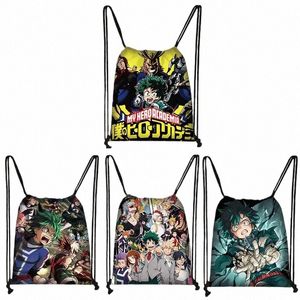 Japonais Anime My Hero Academia Modèle Sac à cordon Femmes Sacs à dos Carto Boku No Hero Academia pour sac à chaussures de voyage cadeau 81ax #