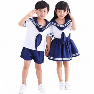 Japonais Anime Navy Sailor Costume Uniforme Bleu pour Filles Garçons Halen Party School Fantaisie Dr Bow Tie C3FI #