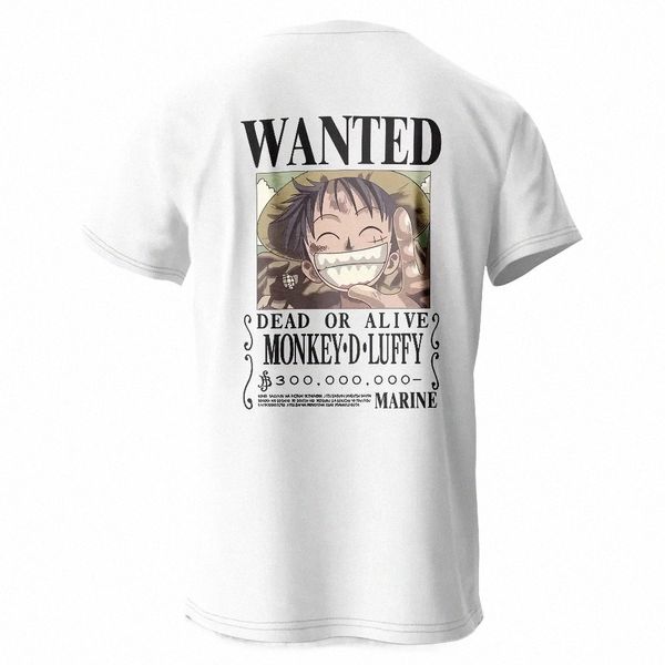 Japonais Anime One Piece Luffy T-shirt imprimé pour hommes femmes surdimensionnées Pure Cott Vêtements Tops Tees W0oe #