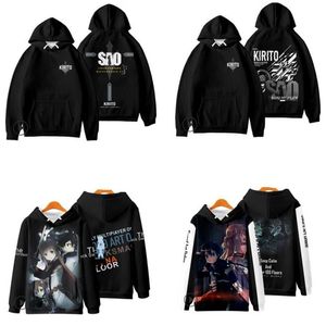 Anime japonés SAO Sword Art Online Cosplay Kirito Kirigaya Kazuto Yuuki Asuna Sudaderas con capucha 3D unisex Sudaderas Streetwear292R