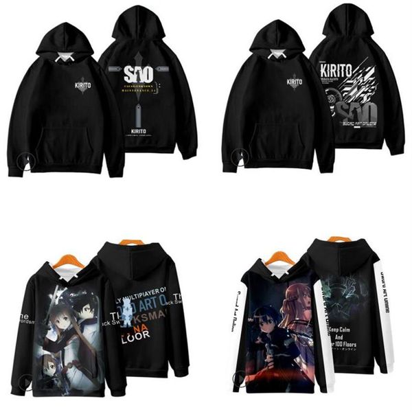 Anime japonés SAO Sword Art Online Cosplay Disfraz Kirito Kirigaya Kazuto Yuuki Asuna Sudaderas con capucha unisex 3D Streetwear2770