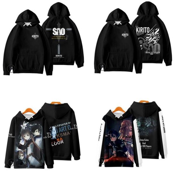 Anime japonais SAO épée Art en ligne Cosplay Costume Kirito Kirigaya Kazuto Yuuki Asuna unisexe 3D sweats à capuche Streetwear2520