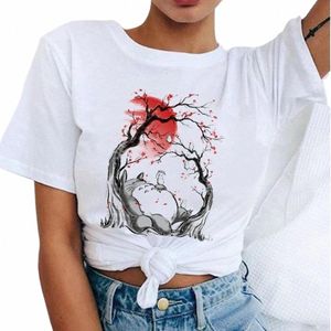 Japanse Anime T-shirt Stu Ghibli Totoro Grafische Print T-shirt Vrouwen Mannen Casual Fi Korte Mouw Plus Size Unisex t-shirt Y3WG #