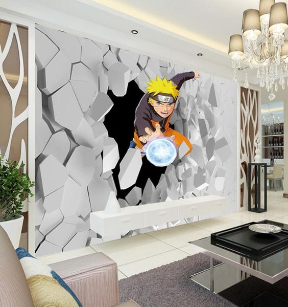 Anime japonais mural mural 3d naruto po wallpaper garçons enfants chambre dessin animé papier peint de papier peint grand mur art mural déco1500180