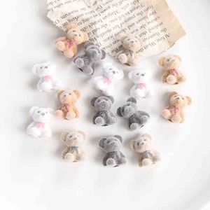 Accesorios colgantes de muñecos de oso flocado japonés para otoño e invierno, pendientes hechos a mano Diy, tocado, material de concha para teléfono móvil