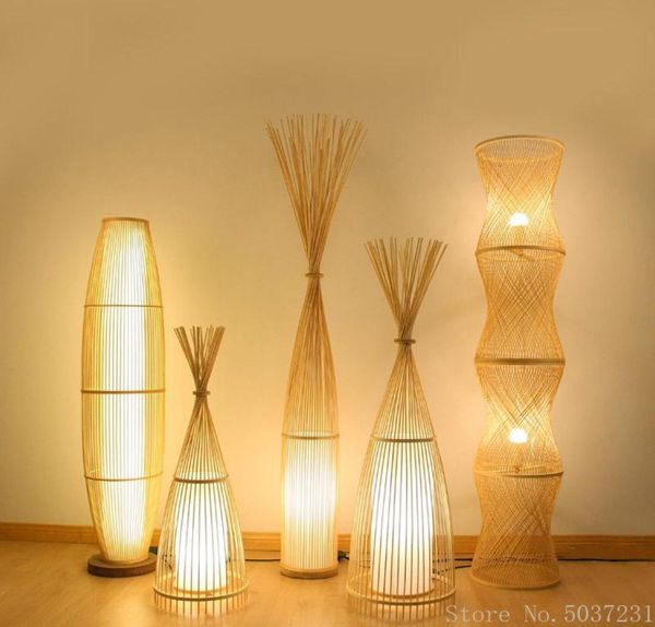 Lámpara de bambú japonesa, Tatami chino Zen, luces de salón de té, dormitorio nórdico, estudio, pesca Vertical, Lamps5737003