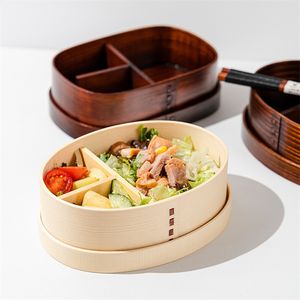 Japanse Bento Boxen 3 Roosters Keuken Houten Lunchbox Milieuvriendelijke Natuurlijke Houten Sushi Dozen Voedsel Container Servies Kom LT780