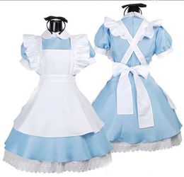 Las chicas japonesas más vendidas de lujo Alicia en el país de las Maravillas fantasía azul tono claro traje de sirvienta Lolita traje de sirvienta vestido de sirvienta