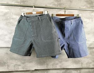 Japanse zwarte en blauwe strip denim shorts voor mannen casual rechte kleur match overalls losse hiphop vijfpunt broek1938780