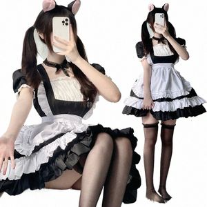 Japonais noir et blanc Maid Cosplay Costumes Cat Attire Lolly Maid Attire surdimensionné mignon Dr Anime 4 pièces Disfraz g4YI #