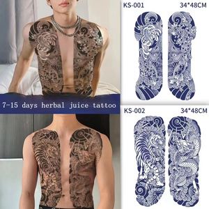 Japanse Vest Kruiden Tattoo Stickers Waterdicht Mannen Vrouwen Volledige Back Vegetatie Semi-permanente Prajña Bloem Arm Fake Tattoos