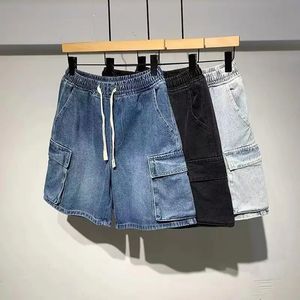 Fonction de cargaison japonaise Shorts de taille en jean élastique Pantalon pour hommes 2024 y2k harajuku été décontracté.