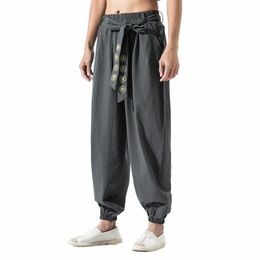 Japonais Casual Kimo Pantalon Lâche Harajuku Pantalon Japon Hommes Traditionnel Sarouel Mâle Brodé Pantalon De Jogging Streetwear Q3le #