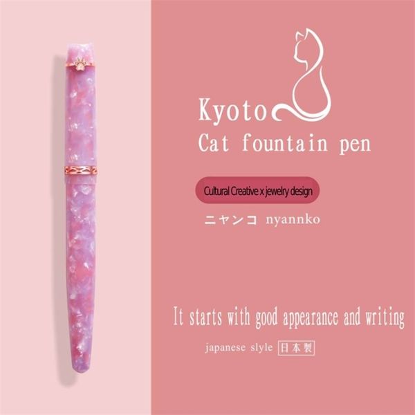 Japonais Chat Griffe Stylo Plume Guérison Bijoux Creative Signature Étudiant Vacances Cadeau Résine 220715