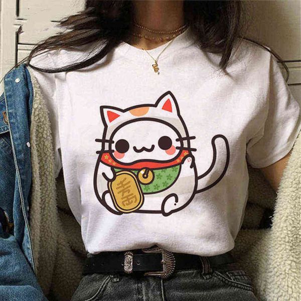 Chat japonais T-shirt Femmes Vêtements D'été Kawaii Tops Esthétique T-shirt Ulzzang Casual Dessin Animé T-shirt Harajuku Femme T-shirt G220310