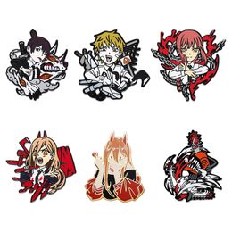 Japonais Chainsaw Man Girl Boy Cartoon Émail Émoran Mignon films d'anime Games Épingles en émail dur collectionne le cartoon métaton broche sac à dos sac de sac à dos collier badges à revers