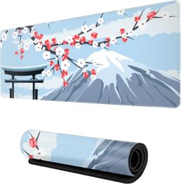 Tapis de souris japonais Cherry XL étendu grand tapis de souris 31.5X11.8 pouces avec bord cousu antidérapant Long tapis de clavier d'ordinateur