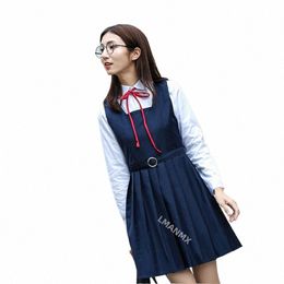 uniforme de classe japonaise, uniforme scolaire, uniforme d'étudiant, patte de coin, chemise blanche femme costume de marin débardeur dr dr set 61JN #