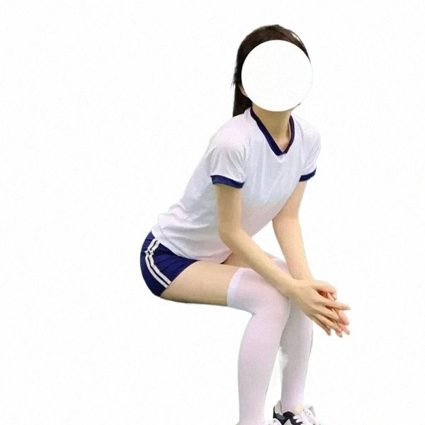 Japonés Universidad Física Educati Deportes Escuela JK Uniforme Gimnasio Conjunto Voleibol Camiseta Pantalones cortos Chica Mujer Jersey Gimnasia Traje i22n #