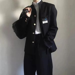 Veste d'uniforme d'université japonaise, costume à col montant pour hommes, haut tendance printemps-été, manteau d'école pour hommes 240223