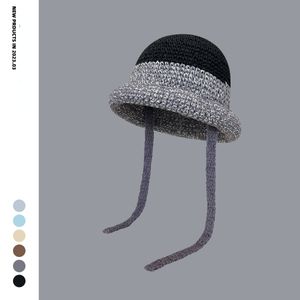 Chapeau de seau tricoté au crochet de couleur contrastante japonaise avec chapeau tricoté soleil tissage progressif d'été à rayures