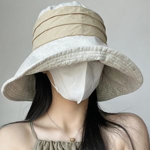 Japans katoenen linnen grote randzon hoed vrouwen zomer uv resistent vissershoed comfortabel ademende opvouwbare emmerhoeden 240425