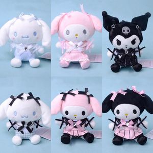 Japonais Creative Dream Outlook Linage Landmine Maid Little Black Cat et petit chien blanc peluche pendante porte-clés
