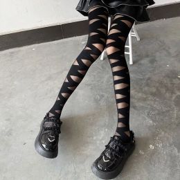 Bas de sangle de croix japonaise collants blancs jk silk collants noirs anime cosplay bandage bass girl mignon bas de loli bas
